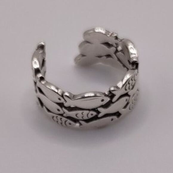 925 Sterling Silver Ring Jesus Fish School Christian Jewelry Birthday Gift New!!
